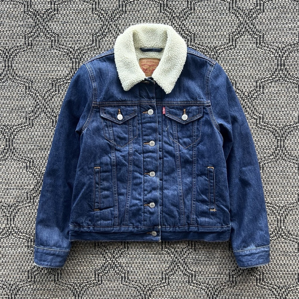 Levi's Jacket Women's Small Blue Sherpa Shearling Denim Trucker